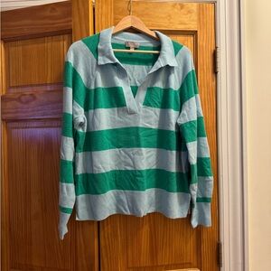 J. Crew Green and Blue Cashmere Sweater